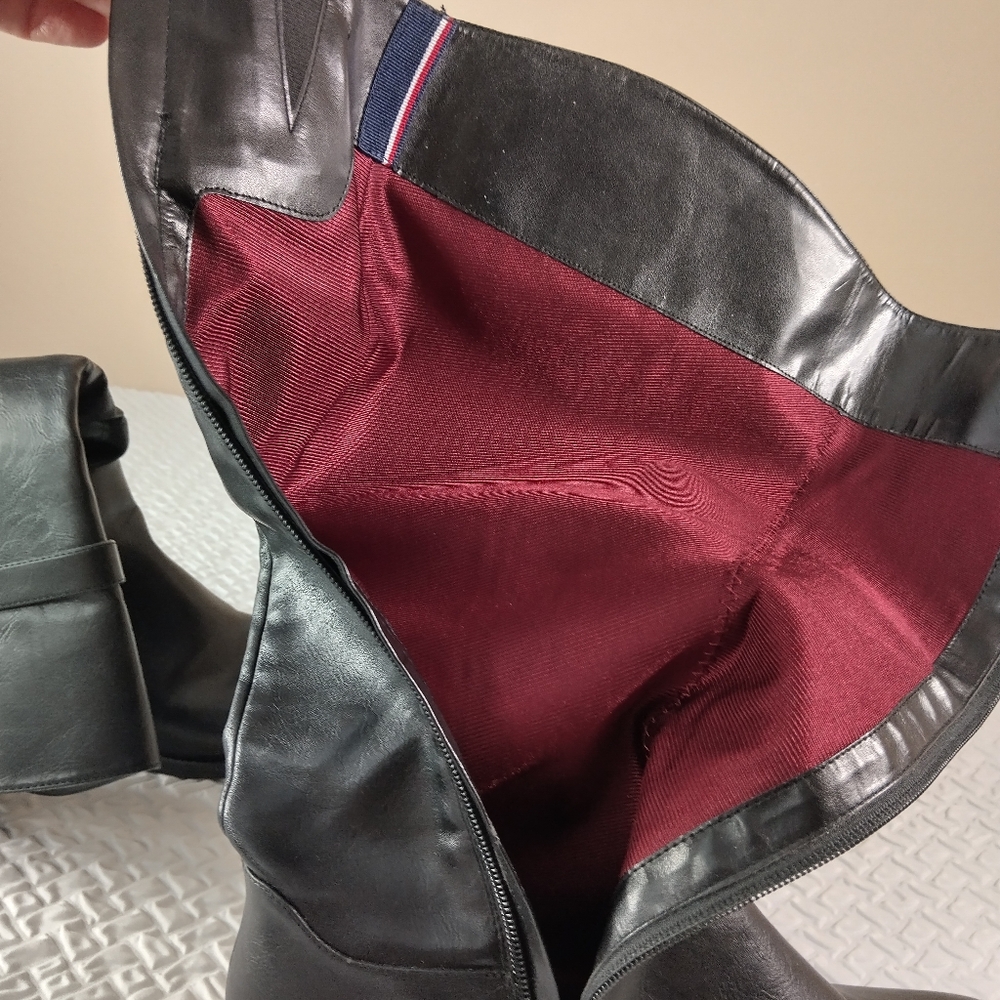 Tommy Hilfiger Riding Boots size 10 M black faux leather water resistant great - Picture 9 of 16